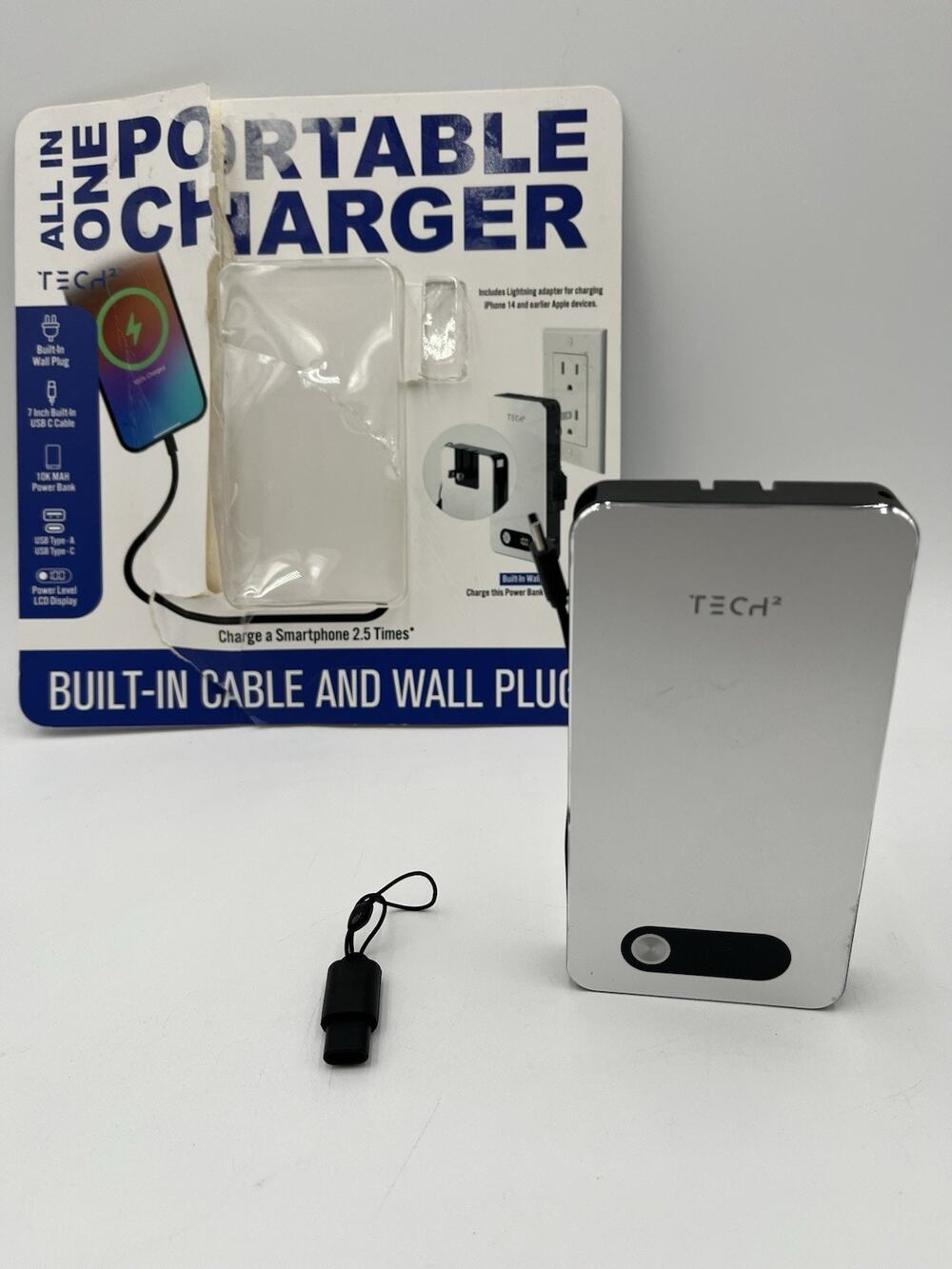 All In One Portable Charger And Wall Plug, 10000mAh/38.5Wh